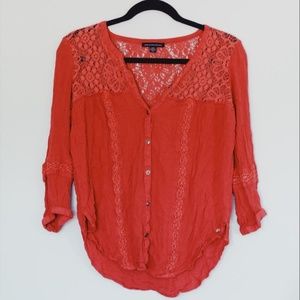 American Eagle Blush Pink Button Down Long-Sleeve